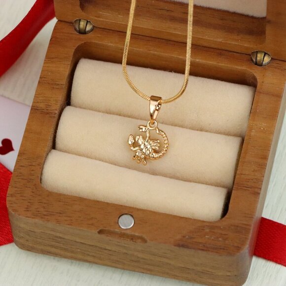 "Rose Gold Scorpio Pendant in Gold Plated Brass Zodiac Charm, XPPT1465 - Picture 7 of 13